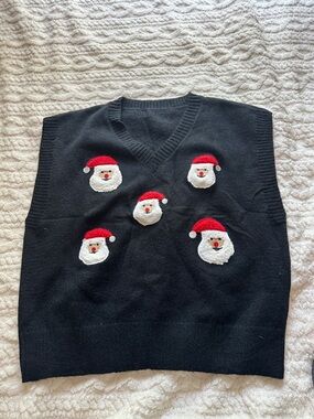 Women’s Black Holiday Santa Knit Vest